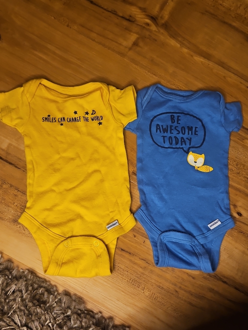 Gerber Yellow and Blue Baby One-Piece Bodysuits